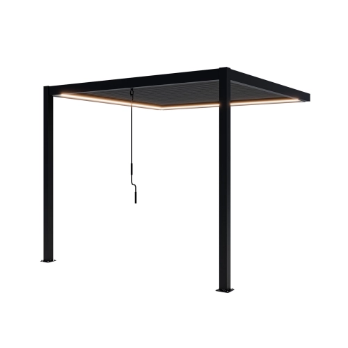 Przyścienna Pergola tarasowa aluminiowa NORDVIC Skyline LED Light 3 x 3 m Antracyt